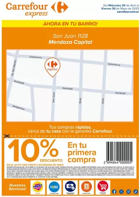 Catálogo Carrefour Express en Mendoza | Express | San Juan 1128 Mendoza | 2025-04-30T00:00:00.000Z - 2025-05-30T00:00:00.000Z